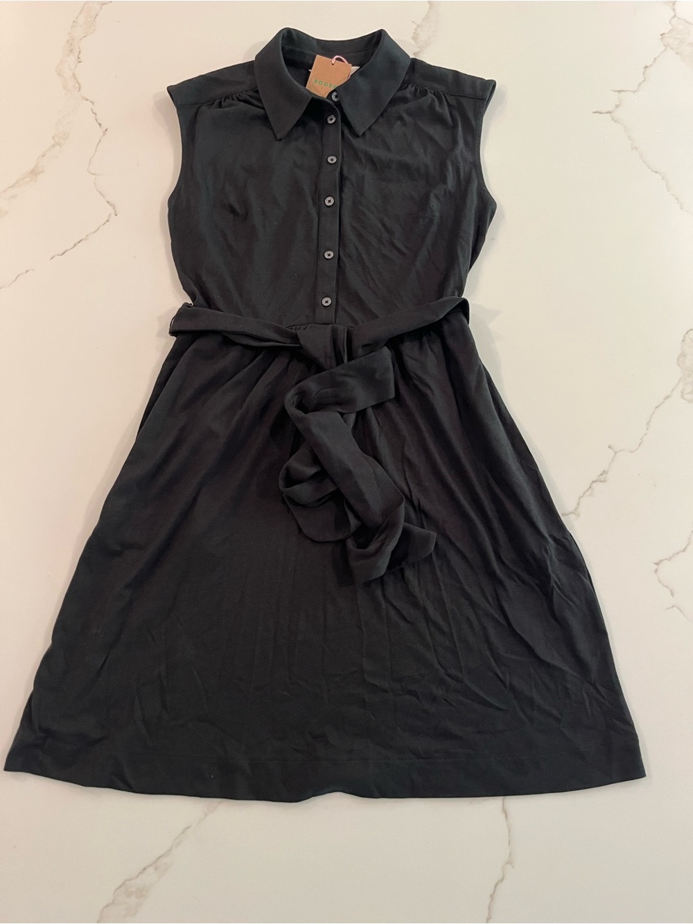 Boden NEW Black Honor‎ Short Belted Jersey Shirt Dress size 4 NWT - Picture 4 of 10